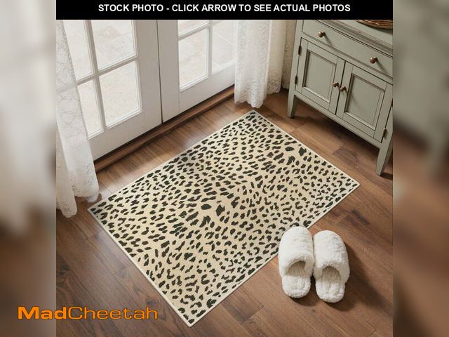 Lot 74-14259934 - KUETH 2x3 Leopard Area Rugs Machine Washable Rugs for Living Room, Non Slip Flat Pile Rug with Rubbe...