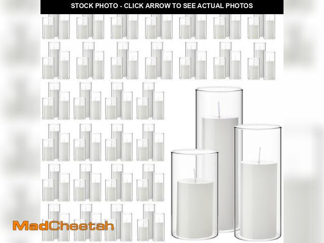 Lot 74-12154859 - *SEE DETAILS* Shihanee 180 Pcs Pillar Candles and Glass Cylinder Vases Clear Cylinder Holders for Sl...