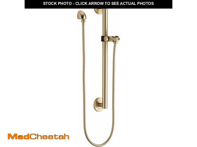 Lot 74-13696454 - DELTA FAUCET 51600-CZ Adjustable Slide Grab Bar Assembly with Elbow Handshower, Champagne Bronze - U...