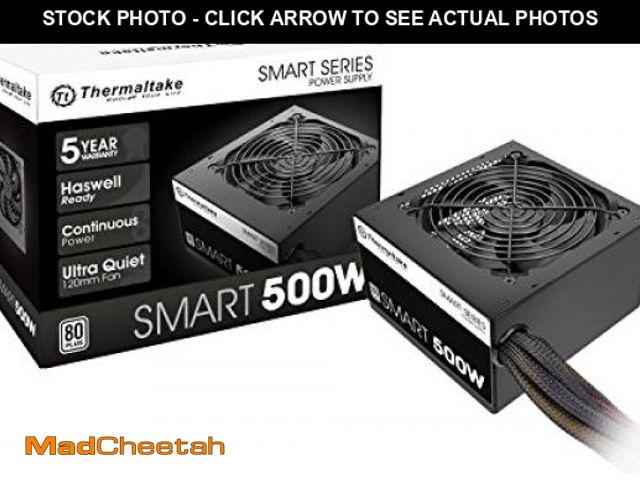 Lot 74-11557619 - Thermaltake Smart 500W 80+ White Certified PSU, Continuous Power with 120mm Ultra Quiet Cooling Fan,...