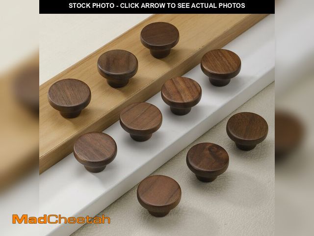 Lot 74-12697865 - AENZOOY 10 Pack 1.53 Inch (39 mm) Round Walnut Wood Single Hole Drawer Handles, Cabinet Knobs 1 Hole...