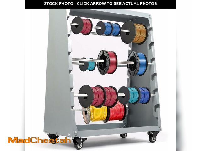 Lot 74-13697244 - Wire Spool Rack,Electrical Wire Assortment with Wheel,Automotive Wiring Storage,Heavy Duty 6 Rods Wi...