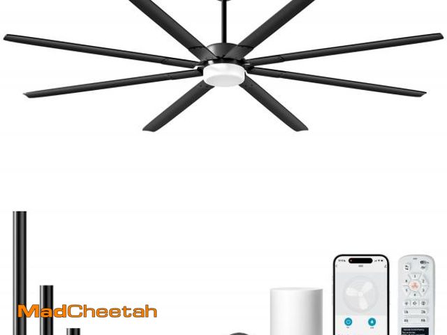 Lot 74-12131053 - 96" Industrial Ceiling Fan with Lights and Remote, Smart Fan with Quiet DC Motor, Works with Alexa, ...