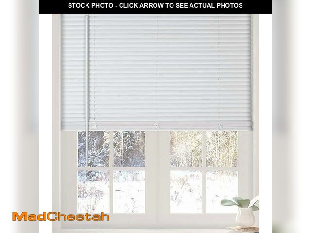 Lot 74-12779665 - Calyx Interiors Cordless White 1â Light Filtering Mini Blinds 35"W x 60"H Window Blinds for Home, ...