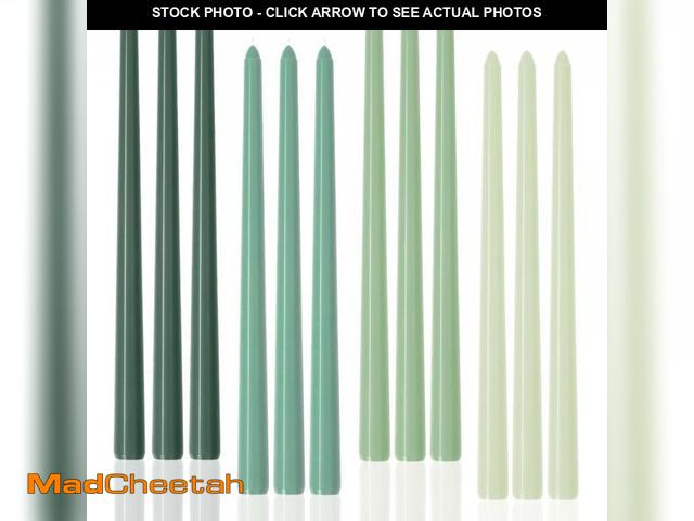 Lot 74-12309618 - LPUSA 12 inch Green Gradient Taper Candles Unscented Smokeless Long Tall Tapered Candle for Candlest...