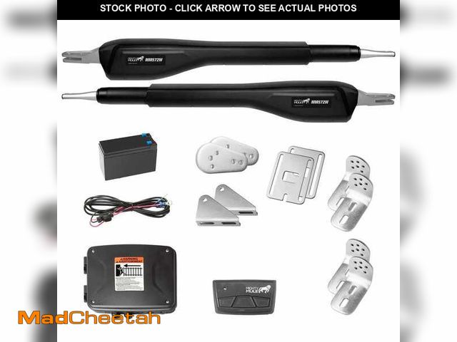 Lot 74-12675113 - (MISSING SOLAR PANEL,INTERCOM) Mighty Mule Heavy Duty Dual Swing Automatic Gate Opener with Battery,...