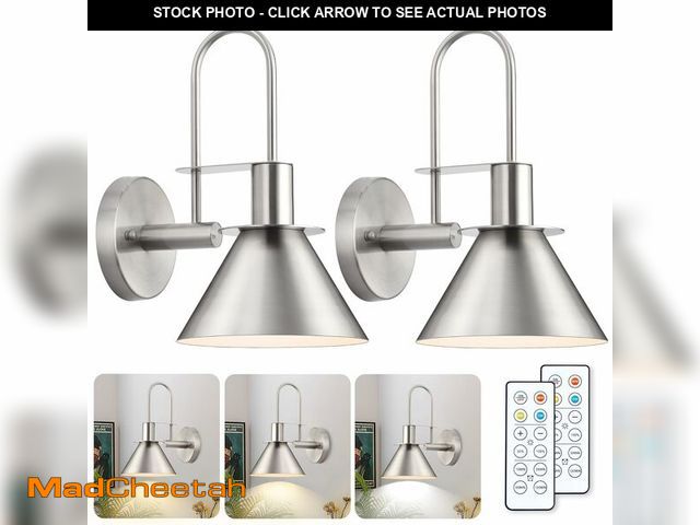 Lot 74-12975965 - Novantl Brushed Nickel Battery Operated Wall Sconce, Wireless Battery Operated Wall Lights, Wall Sco...