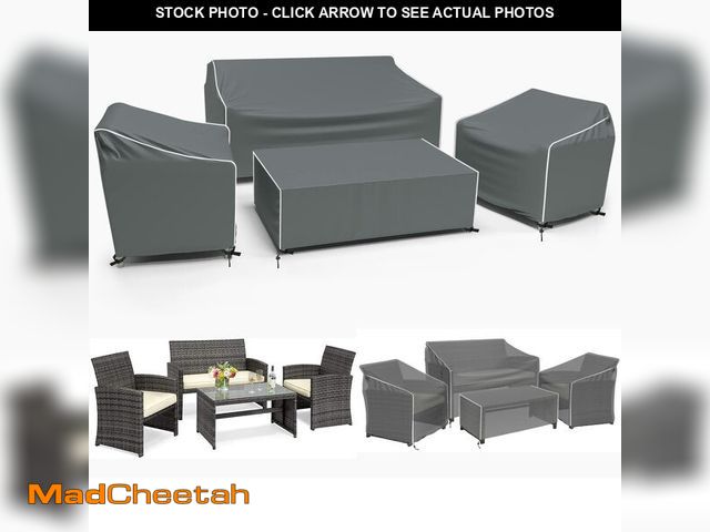 Lot 74-14476027 - Gasadar Patio Furniture Covers, Grey+white Seams - UNUSED