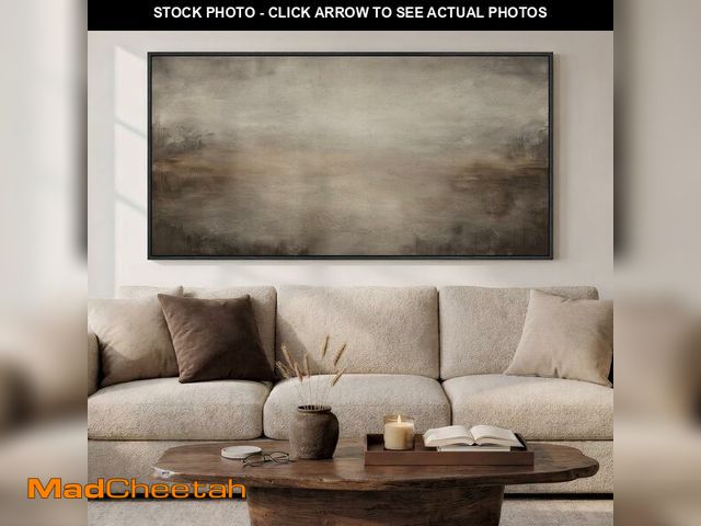 Lot 74-14612702 - Large Framed Brown Abstract Wall Art for Living Room, Horizontal 30x60 In - UNUSED