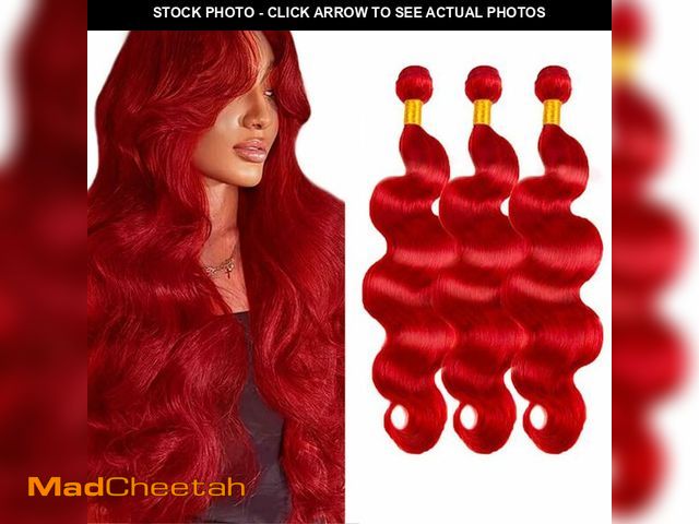 Lot 74-14212903 - Red Bundles Human Hair Red Body Wave Bundles 30 30 30 Inch Unprocessed Brazilian Virgin Hair Burgund...