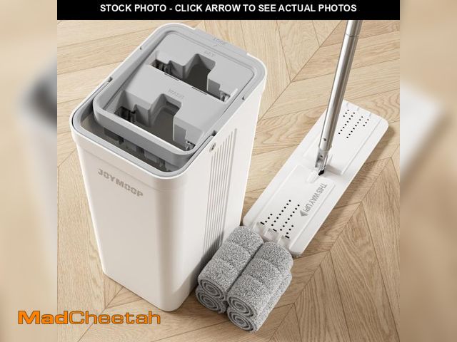 Lot 74-12116540 - JOYMOOP Mop and Bucket Set with Wringer, Flat Mops for Floor Cleaning, Wall Mop Cleaner with Long Ha...