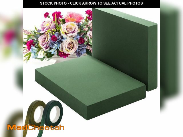 Lot 74-13990261 - Elcoho 2 Pack Large Floral Foam Base 15.7"L x 11.8"W x 2.4"H Floral Foam Block with 4 Floral Tape We...