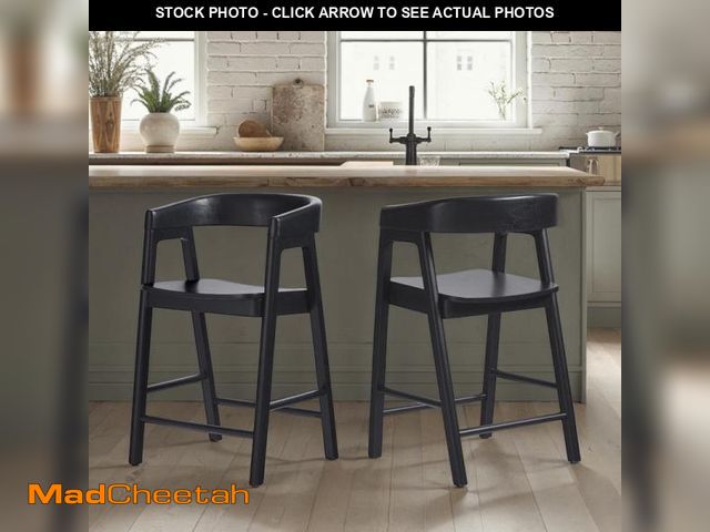 Lot 74-12146774 - Walker Edison Furniture Company 2-Piece Modern Black Rounded Back Solid Wood Dining Chairs - UNUSED
