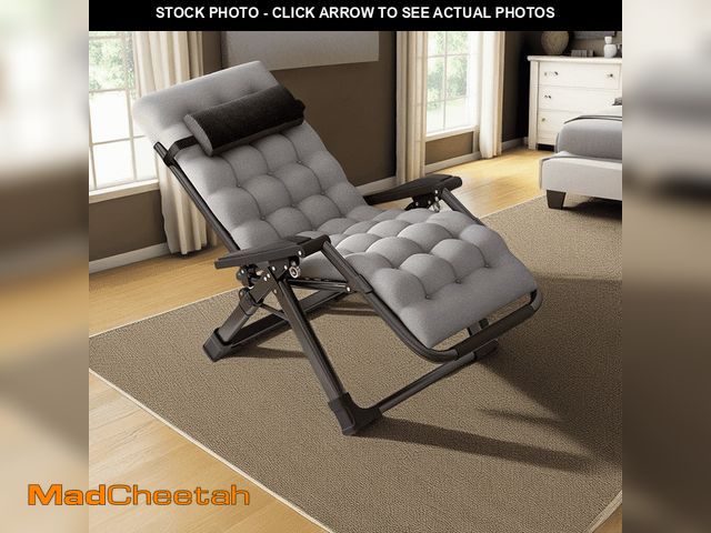 Lot 74-12890413 - Naipo Zero Gravity Chair, Folding Adjustable Indoor Outdoor Foldable Padded Lounge Chair Reclining L...