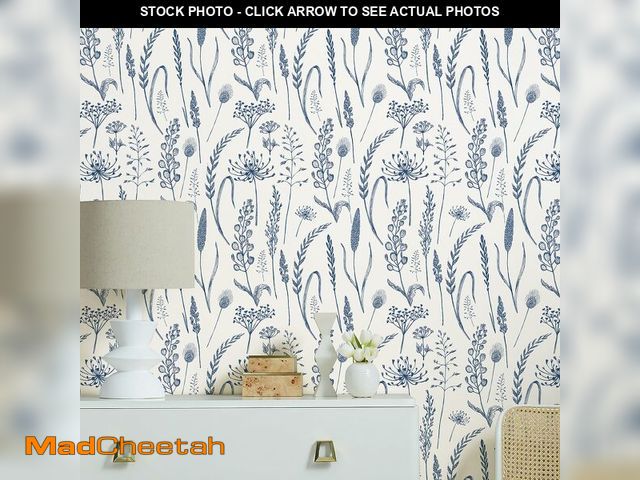 Lot 74-14149010 - JiffDiff Peel and Stick Wallpaper Farmhouse Vintage Floral Contact Paper Wheat Meadow Removable Self...