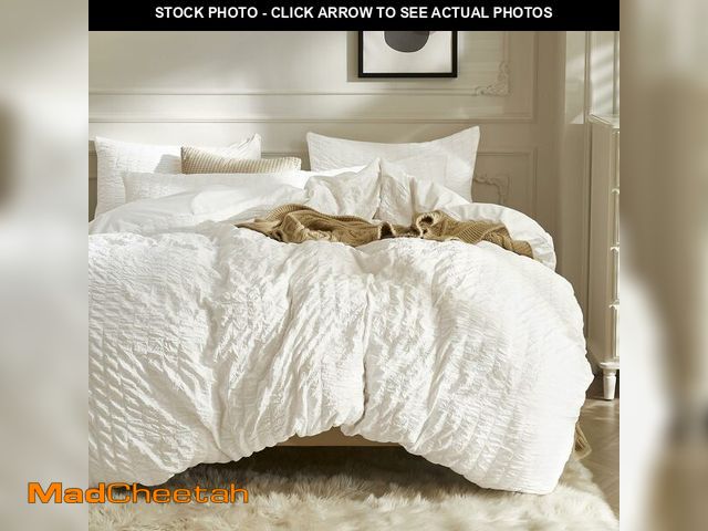 Lot 74-12713317 - JELLYMONI White Duvet Cover Oversized Queen Size, 3pcs Washed Microfiber Bedding Set, Soft Breathabl...