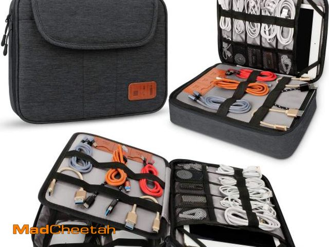 Lot 74-12128263 - HOLIMET Cable Organiser Bag,Electronic Accessories Bag Double Layer for Travel Waterproof Cord Stora...