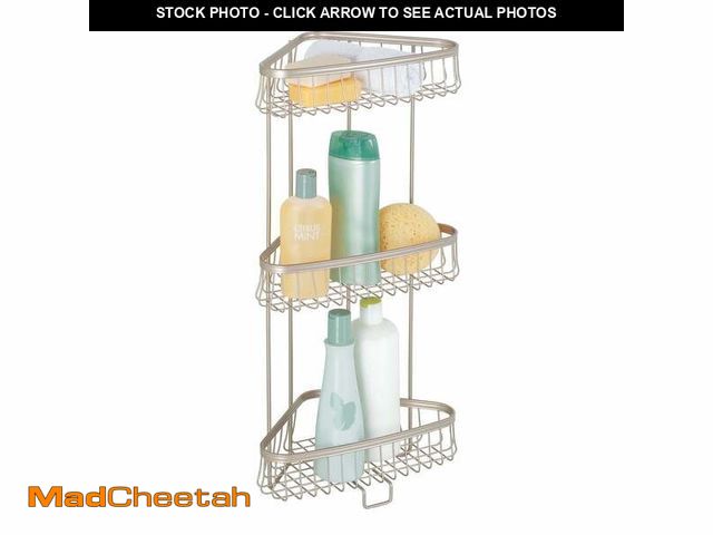 Lot 74-14436742 - iDesign, Metal Wire Corner Standing Shower Caddy 3-Tier Bath Shelf Baskets, Satin - UNUSED