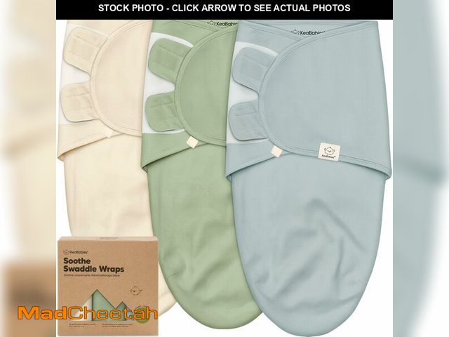 Lot 74-14298688 - KeaBabies 3-Pack Organic Baby Swaddles for Newborns, Infant (Slate, 0-3M) - UNUSED