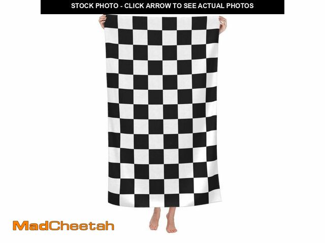 Lot 74-13550019 - VOOHDDY Black and White Checkered Beach Towel Large Soft Absorbent Microfiber Quick Dry Oversized Ba...