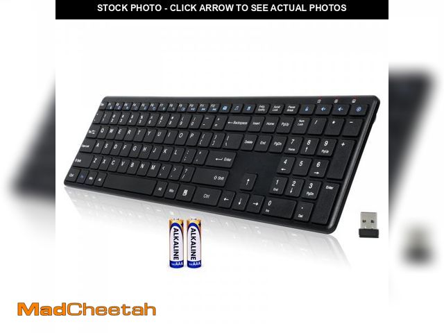 Lot 74-12444399 - Wireless Keyboard-2.4G USB Ultra Slim Quiet Full Size Matte PC Computer Keyboard,19 Multimedia Keys,...