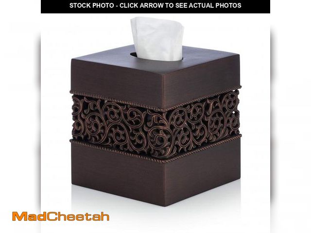 Lot 74-12306229 - Essentra Home Bronze Finish Square Tissue Box Cover for Bathroom Vanity Counter Tops Also Great for ...