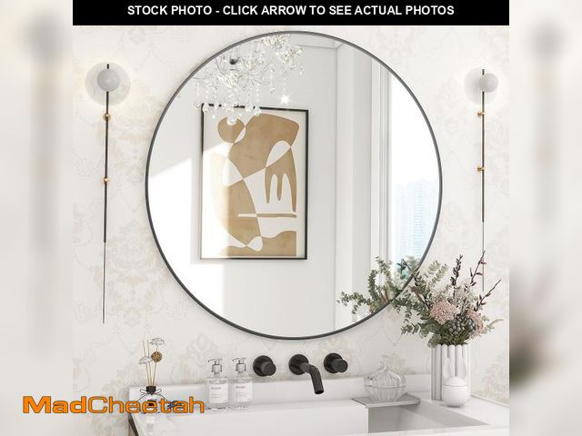 Lot 74-12419133 - BEAUTYPEAK 24 Inch Round Mirror, Metal Frame Circle Mirror, Wall Mounted for Entryway, Bathroom, Van...
