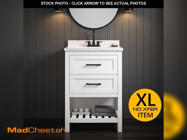 Lot 74-13821703 - Home Decorators Collection Autumn 24 in. Single Sink Freestanding White Bath Vanity with White Engin...