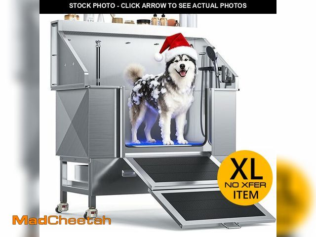 Lot 74-13578834 - CAMMOO 50" Dog Washing Station - 304 Stainless Steel, 27.4" Wide Ramp, Water-Storing Dog Bathing Sta...