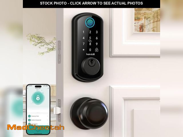 Lot 74-12333599 - WiFi Smart Door Lock Set: Hornbill Keyless Entry Door Lock Deadbolt with Handle Set Fingerprint Fron...