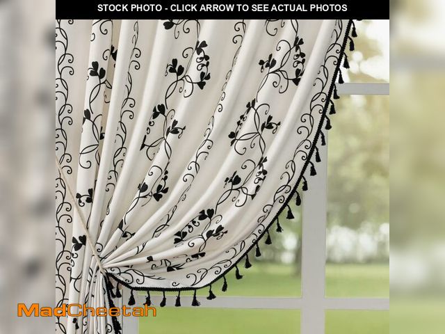 Lot 74-13542874 - F-CHU Black Floral Curtains for Living Room Bedroom Farmhouse French Country Linen Curtain Flower Pa...