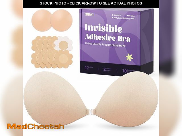 Lot 74-13961759 - Invisible Strapless Sticky Bra Push up for Women, Ultra Adhesive Bra for Backless Dress, Cleavage Br...
