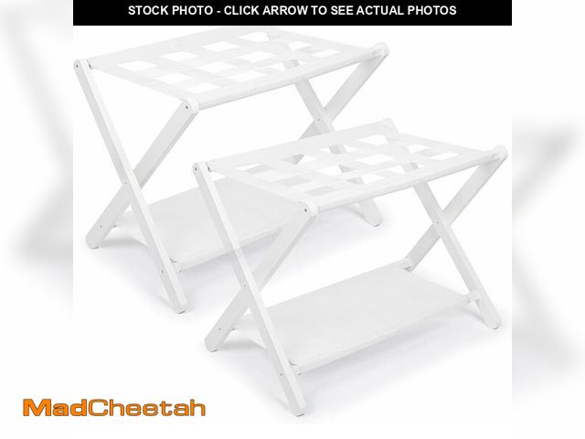 Lot 74-13582904 - Aiowhy Luggage Rack,Bamboo Suitcase Stand with Storage Shelf,Set of 2,Folding Luggage Stand for Gues...