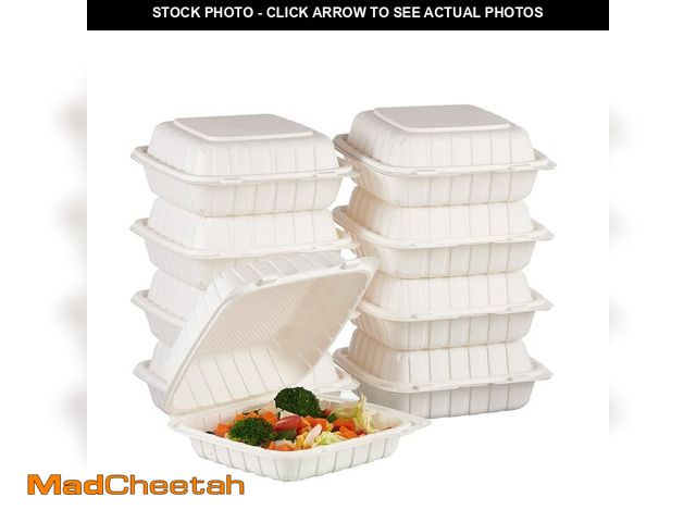 Lot 74-13950957 - Jaluxing 8X8 1Compartment 50Pack Plastic Clamshell Take Out Food Containers, Heavy Duty To-go Dispos...