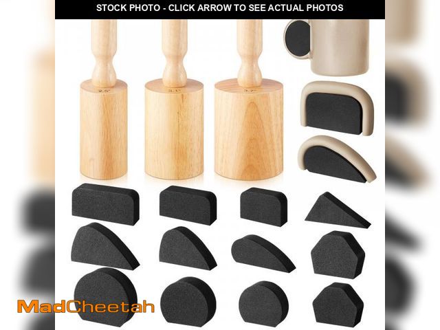 Lot 74-12217250 - Juexica 3 Pcs Cup Pottery Molds 2.5'', 3.1'', 3.7'' Plaster Molds with 12 Pcs Mug Handle Forms Potte...