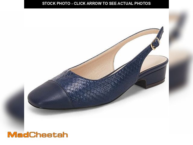 Lot 74-14180416 - Rilista Women's Slingback Low Heels Closed Toe Chunky Block Heel Comfortable Office Dress Pumps Shoe...