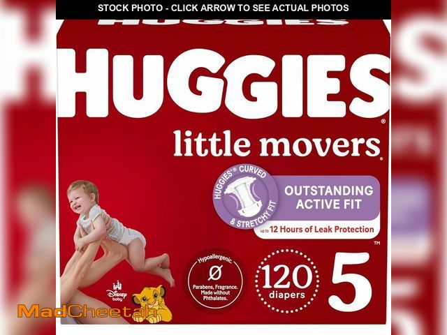 Lot 74-13927129 - Huggies Size 5 Diapers, Little Movers Baby Diapers, Size 5 (27+ lbs), 120 Count (2 Packs of 60) - UN...