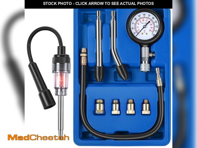 Lot 74-13714662 - Fiada 9 Pieces Automotive Compression Tester Kit and Spark Plug Tester, Universal Car and Motorcycle...