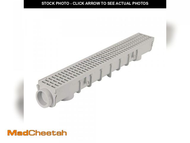 Lot 74-12530282 - NDS Pro Series 5 in. x 40 in. Channel Drain and Grate Kit with End Outlet - UNUSED