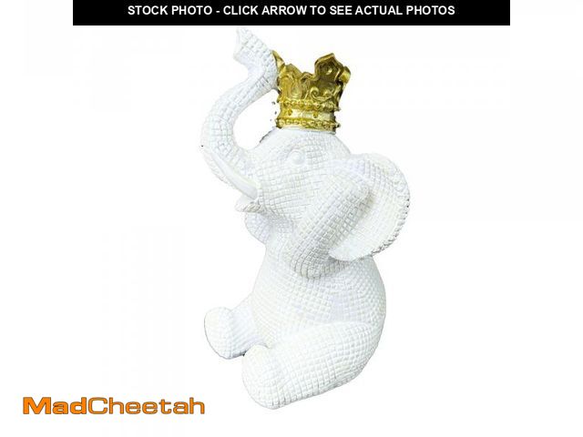 Lot 74-12356183 - Etlemonde Elephant Statue for Home Decor White and Gold Crown Elephant Decoration Elephant Gifts for...