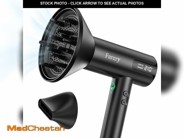 Lot 74-13624649 - Farery Ionic Hair Dryer - Honeycomb Diffuser for Curly Hair &amp; Even Lift, 1400W &amp; 110,000 RPM...