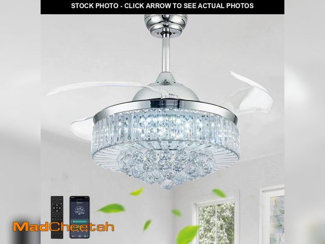 Lot 74-12414952 - Deliyfans 42'' Fandelier Ceiling Fans with Light, Chandelier Ceiling Fan, Retractable Ceiling Fan fo...