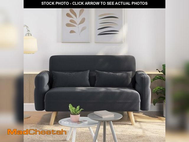 Lot 74-13071493 - Yaheetech 46" Small Modern Fabric Sofa Loveseat Mid Century 2 Seater Sofa Couch with Lumbar Pillows,...