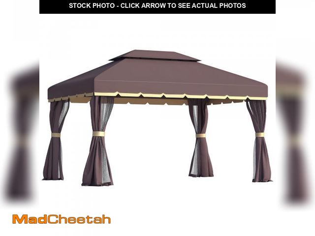Lot 74-12482205 - Outsunny 10' x 13' Patio Gazebo, Outdoor Gazebo Canopy Shelter with Netting and Curtains, Aluminum F...