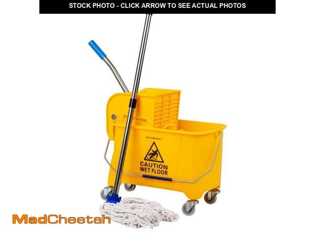 Lot 74-12746653 - Mind Reader 5.5 Gal. Yellow Bucket Plastic W/Wringer and Mop Bucket Set Floor Cleaning Wheels 16.25 ...