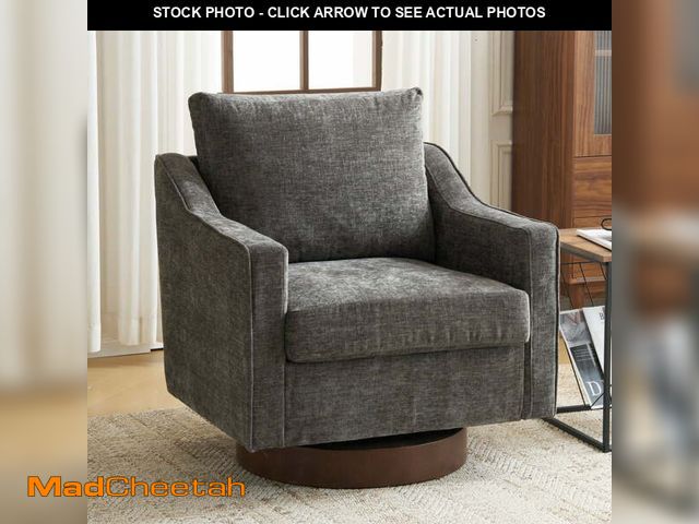Lot 74-13609704 - Ktaxon 360Â° Swivel Accent Chair Soft Chenille Fabric Arm Chair High Resilience Cushion Ideal for Li...