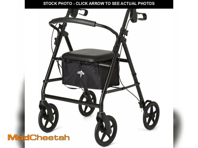 Lot 74-14444911 - Medline Steel Rollator Walker for Adult Mobility Impairment, Black, 300 lb. Weight Capacity, 8Ã¢â¬Â...