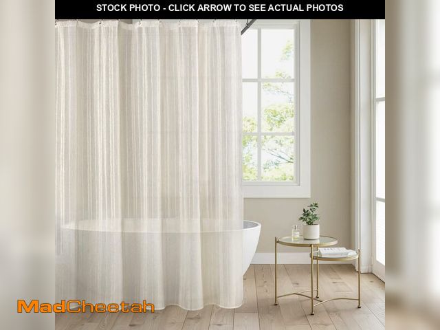 Lot 74-14215405 - XOGUIBO Linen Shower Curtain Cream, Sheer Fabric Boho Farmhouse Shower Curtains for Bathroom Cotton ...
