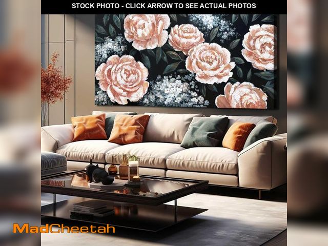 Lot 74-10701323 - Pink Flowers Wall Artwork Small White Flowers Wall Decor Plant Pictures Wall Art 29"x 58" Canvas Art...