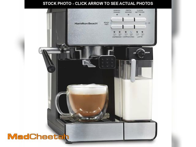 Lot 74-13582380 - Hamilton Beach Slide and Lock Espresso Machine, Programmable Coffee Maker for Cafe-Quality Cappuccin...